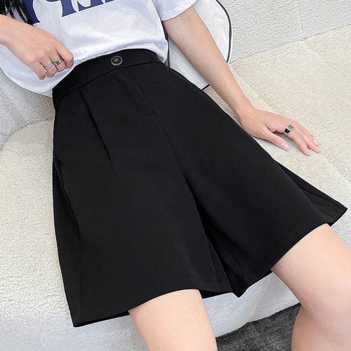 Women's New Spring and Summer High-Waisted Loose Wide-Leg Casual Black Outerwear Pants