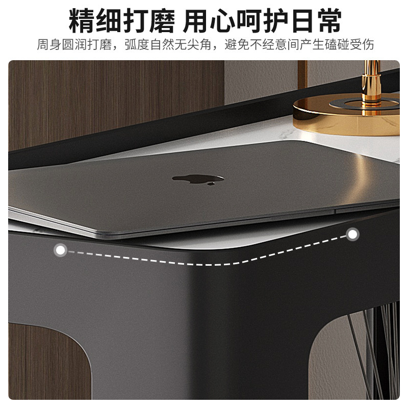 Mesa lateral de sofá de pizarra de roca, sala de estar, gabinete lateral móvil de lujo ligero, estante de hierro minimalista moderno, mesa pequeña, mesa pequeña, mesa pequeña