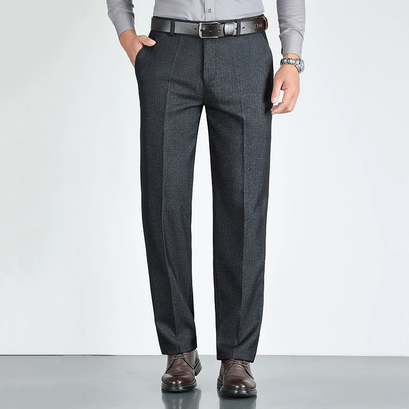 Осенне-зимние новые деловые мужские брюки, толстые повседневные брюки, прямые брюки, свободные брюки для мужчин среднего и пожилого возраста