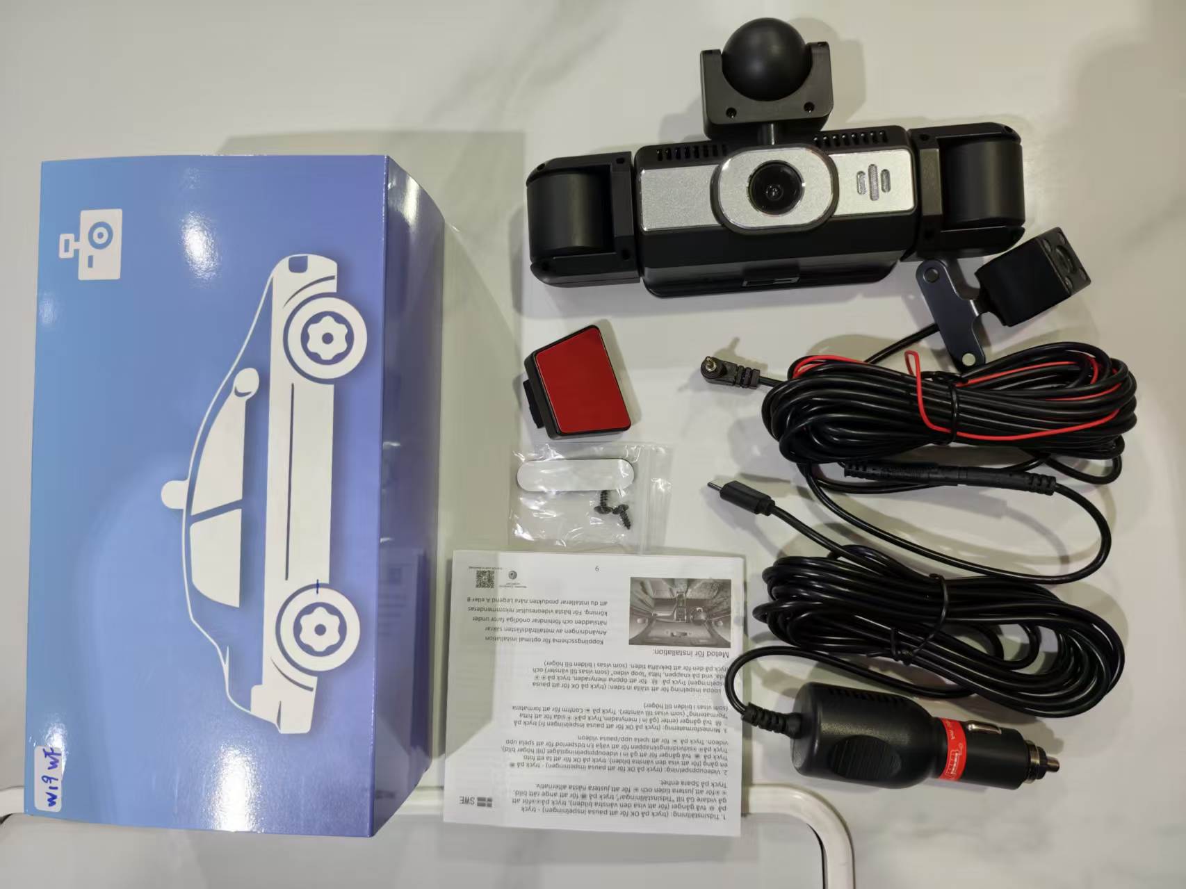 W19-5 lens dash cam, 3.16-inch 1080P HD night vision, five-channel recording, factory-installed camera, 360-degree panoramic view