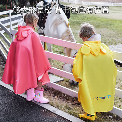 Mumeng children's raincoat Korean version with school bag for male and female students cycling poncho hiking waterproof cloak waterproof raincoat