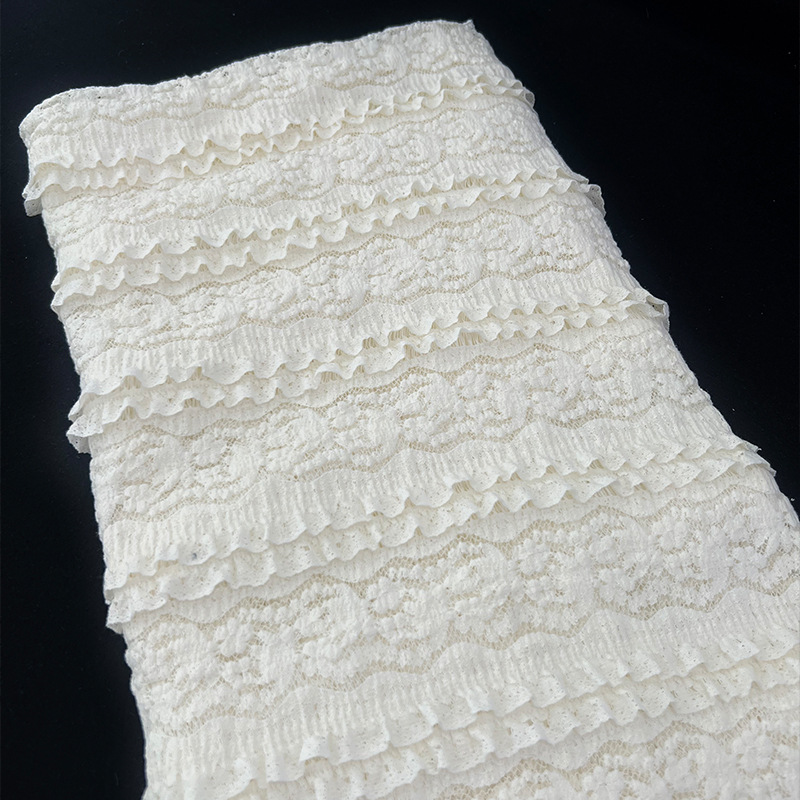 Tejido de encaje blanco de ganado vestido de encaje de otoño de encaje de cola de pescado de tela de encaje envuelta
