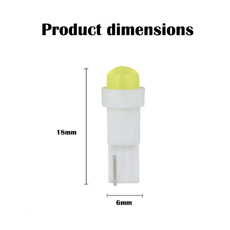 10Pcs Car Led Instrument Lights with Lamp Holder T5Cob Diffused Light 1Smd Indicator Light Gear Shift Headlight Rearview Mirror Light