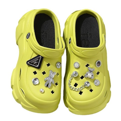 EVA water rhinestone hole shoes for women's summer new style outdoor sandals bag toe two-piece sandals