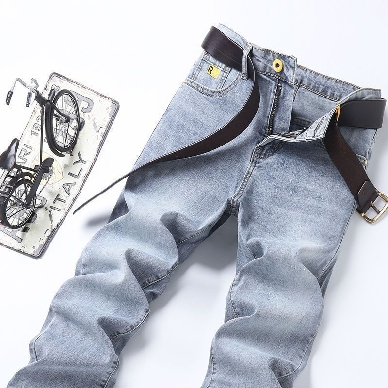2024 Spring and Autumn New Korean Style Trendy Jeans for Men, slim fit straight tube versatile micro cone fashion casual_voghion.com