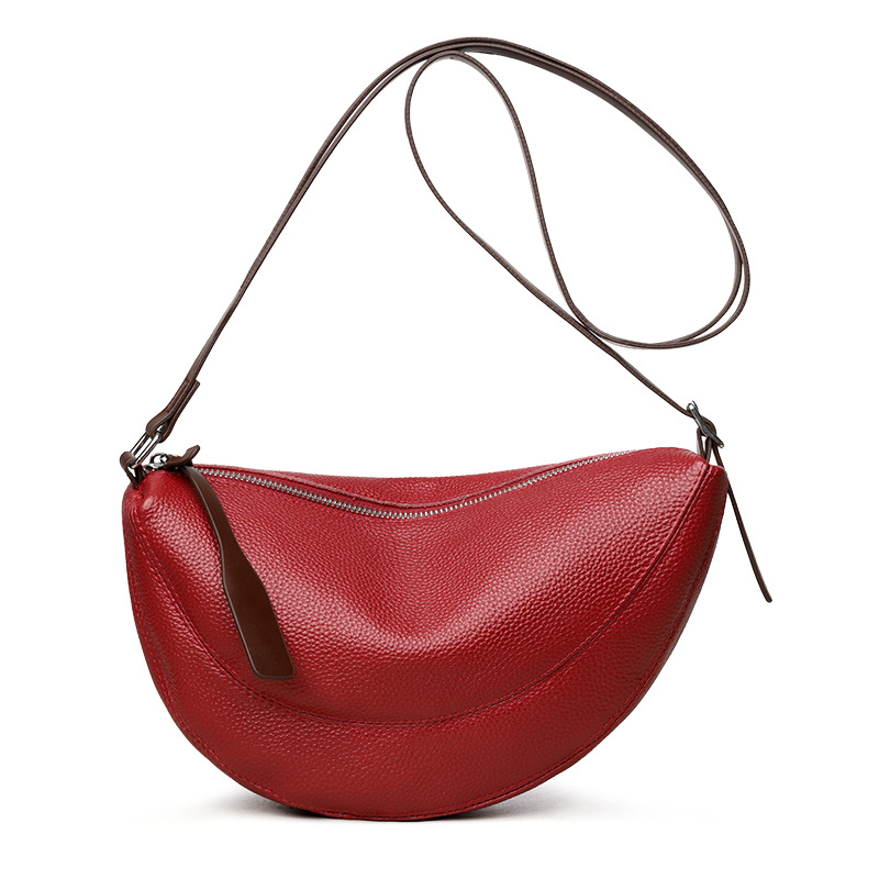 Genuine Leather Women's Designer Crossbody Bag, Casual Dumpling Bag, Versatile Shoulder Bag - Thumbnail 8