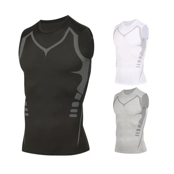 European and American Cross-Border Men's Quick-Drying Vest Bodysuit High-Elastic Printed Sweat-Absorbent Short-Sleeved Sports T-Shirt Men's Breathable Training