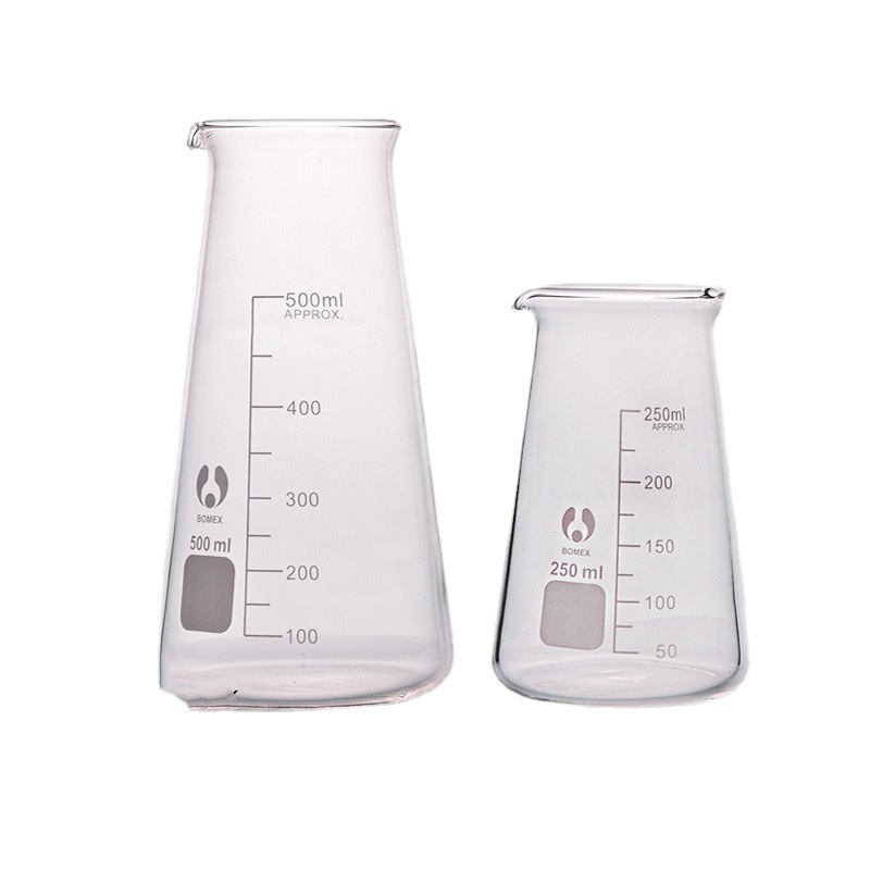三角烧杯 玻璃烧杯锥形烧杯 刻度耐高温 牛奶杯实验250/500ml