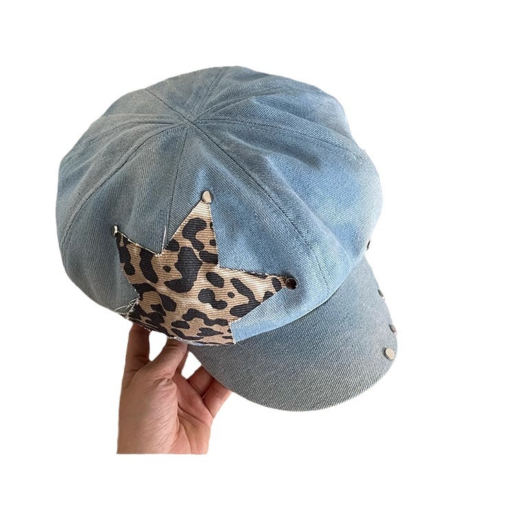 Korejska oprana beretka s zakovicama za žene, proljetna i jesenska nišna svestrana osmerokutna šešira velikog opsega glave, mala kapa s velikim opsegom lica_voghion.com