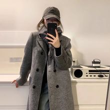 2025秋冬中长款过膝加绒加厚毛呢外套女感学生高个子呢子大衣