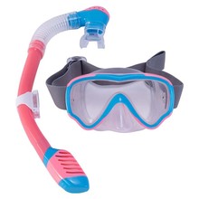 儿童潜水镜 呼吸管套装浮潜面罩 PC硅胶弹力布头带全干式潜水眼镜