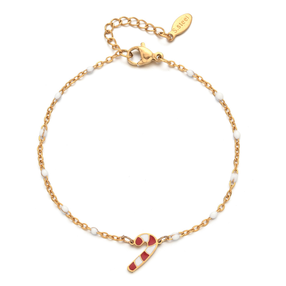 Stainless Steel Material Christmas Festival Gold Plated Plating Cartoon Style Cute Candy Stainless Steel Bracelets In Bulk Christmas