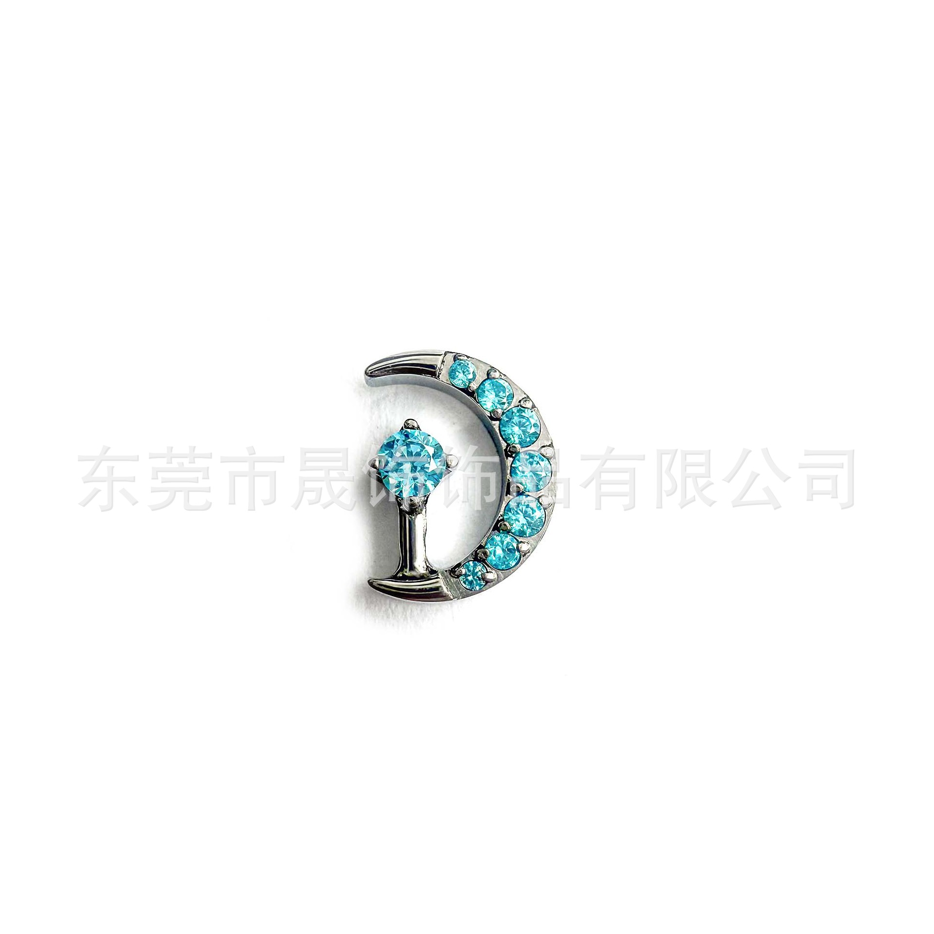 F136 Titanium Studded Cubic Zirconia Moon Ear Stud Labret Stud 植入级 G23 Implant Grade Titanium 人体 Piercing Jewelry Helix Cartilage Stud