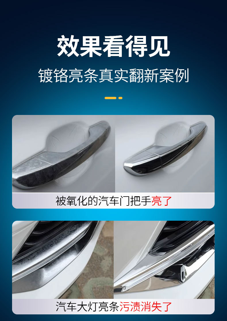 Chrome-Plated Parts Renovation Agent, Car Decorative Strips, Chrome-Plated Parts Rust Remover, Oxidation Corrosion Repair, Renovation and Reduction Agent