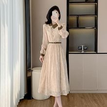 秋冬新款感气质显瘦雪纺内搭连衣裙送腰带