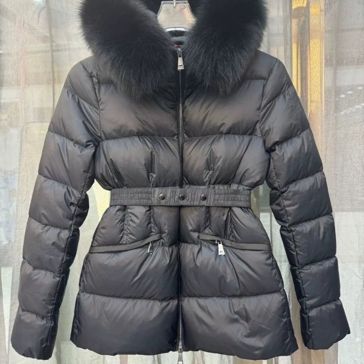 Down jacket, velvet fitted brace, duck down, increased thickness, slim fit