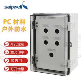 出口塑料防水电箱IP66接线箱聚碳酸酯PC阻燃开关箱透明监控接线箱
