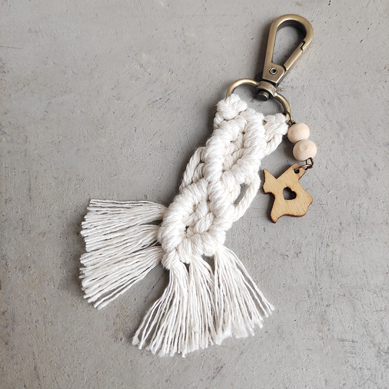 Streetwear Tassel Alloy Wood Cotton Unisex Bag Pendant Keychain display picture 6