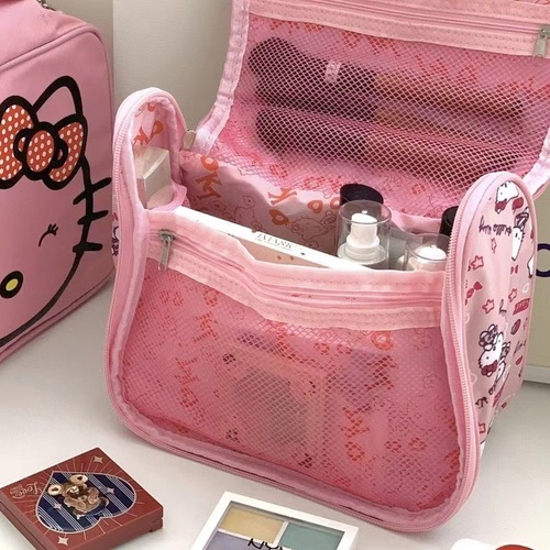 日系可爱卡通大容量kt猫化妆包便携旅行手提化妆品收纳包化妆包