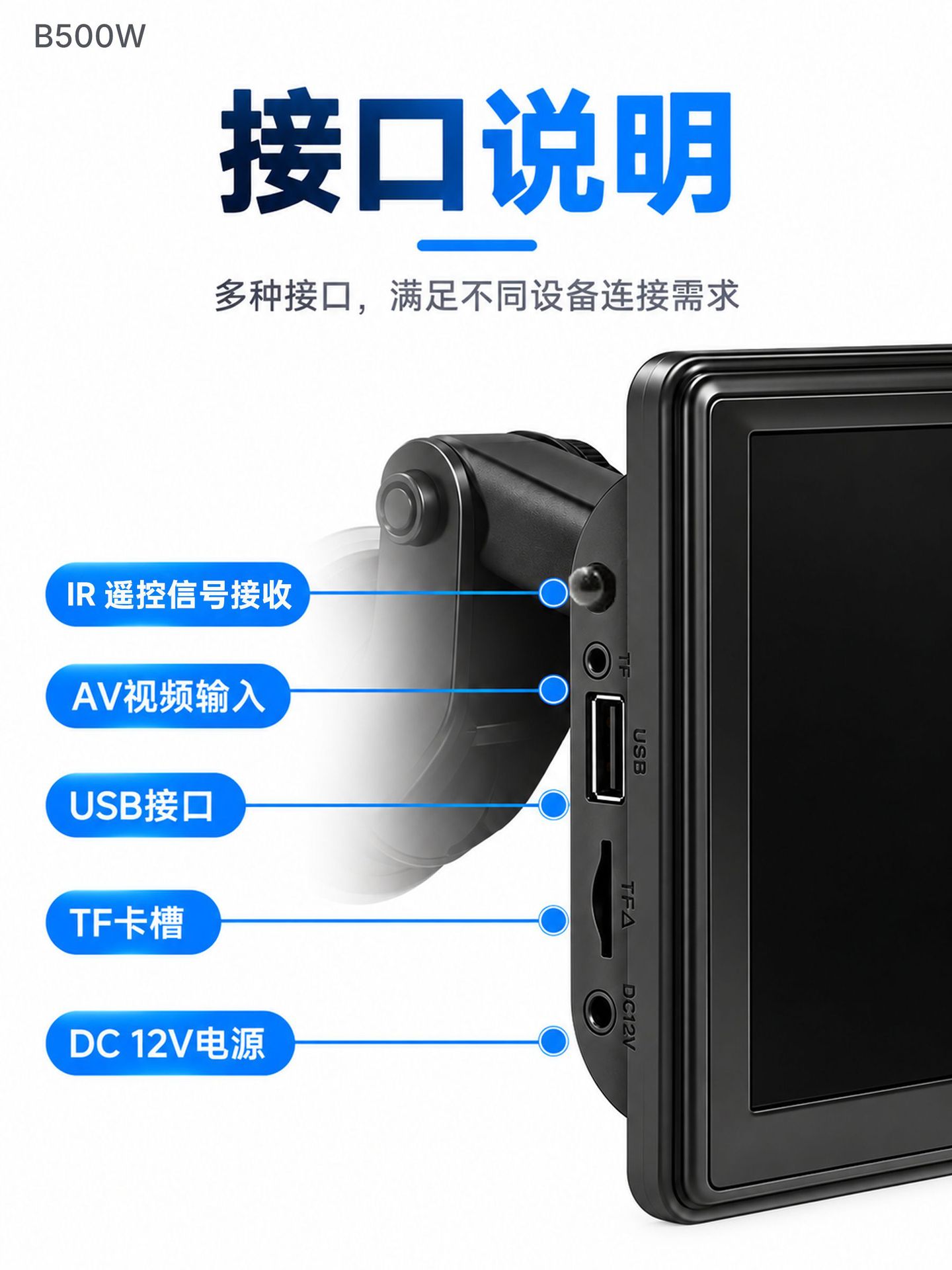 7inch Portable MP5 Wireless CarPlay Android Auto Mobile Phone Screen Mirroring Bluetooth Car Display