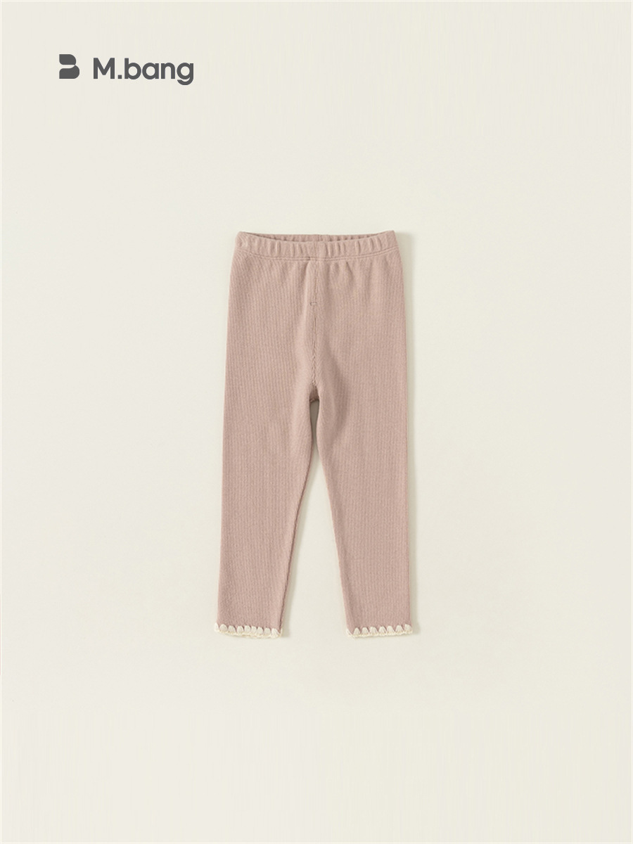 Pantalones ajustados de punto con encaje para niñas, estilo primavera, leggings para bebés, pantalones largos de una sola pieza, ropa infantil Youbao