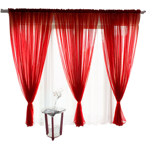 Curtain gauze Perforation-free curtains pure color wedding gauze glass transparent gauze transparent gauze curtain