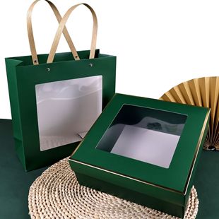 Window Open Gift Box Transparent Hollow Box Creative Accompanying Gift Box White Transparent Handbag Folding Box