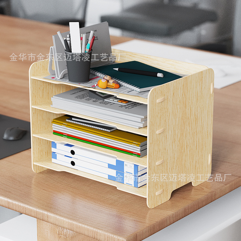 Estante de archivos de escritorio A4 Estante de archivos de madera Estante de archivos de oficina Estante de archivos multicapa Estante de almacenamiento multicámara