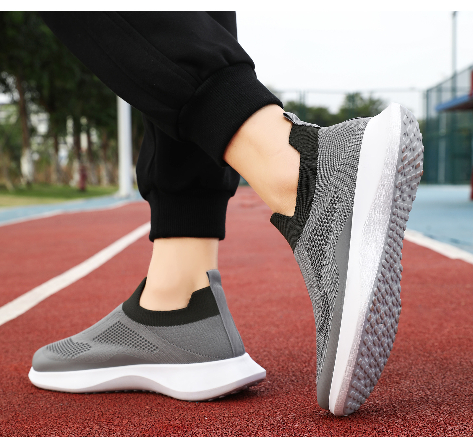 Men's Slip-On Walking Shoes Lightweight Breathable Knit Loafers Comfortable Casual Work Shoes For Men_vogvips.com