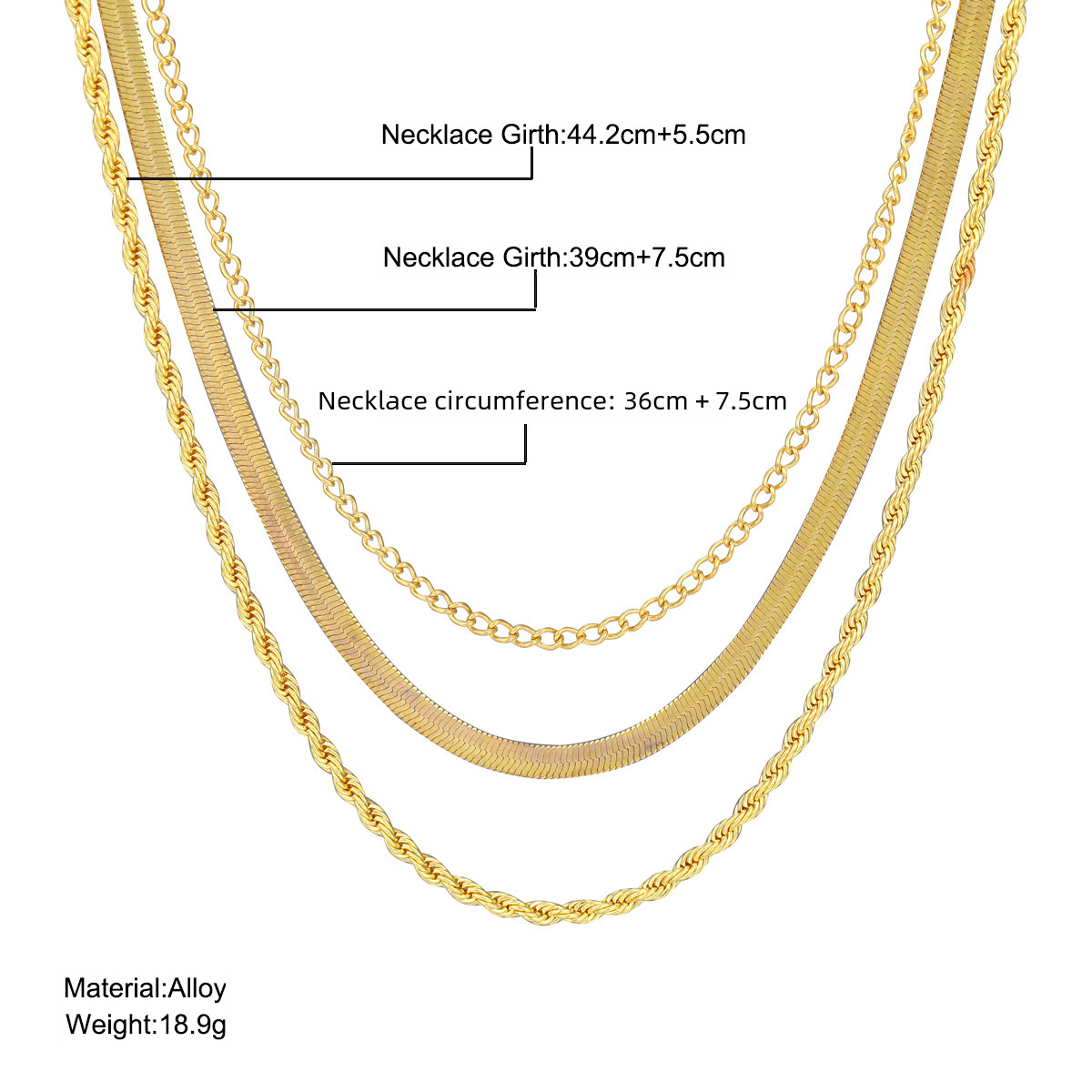 fashion three-layer stacked basic chain snake bone chain twist chain hot selling simple personalized necklace_voghion.com