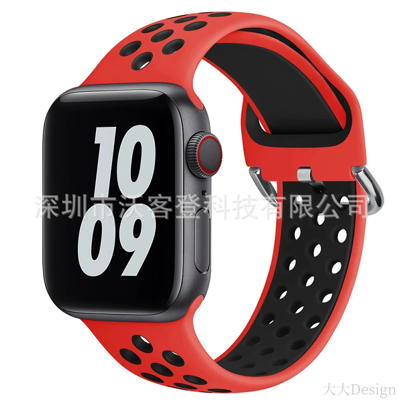 Подходит для Apple, силиконовый ремешок Nike с защёлкой, для Apple Watch 8/7/SE/6/5/4/3/2/1, двухцветный силикон