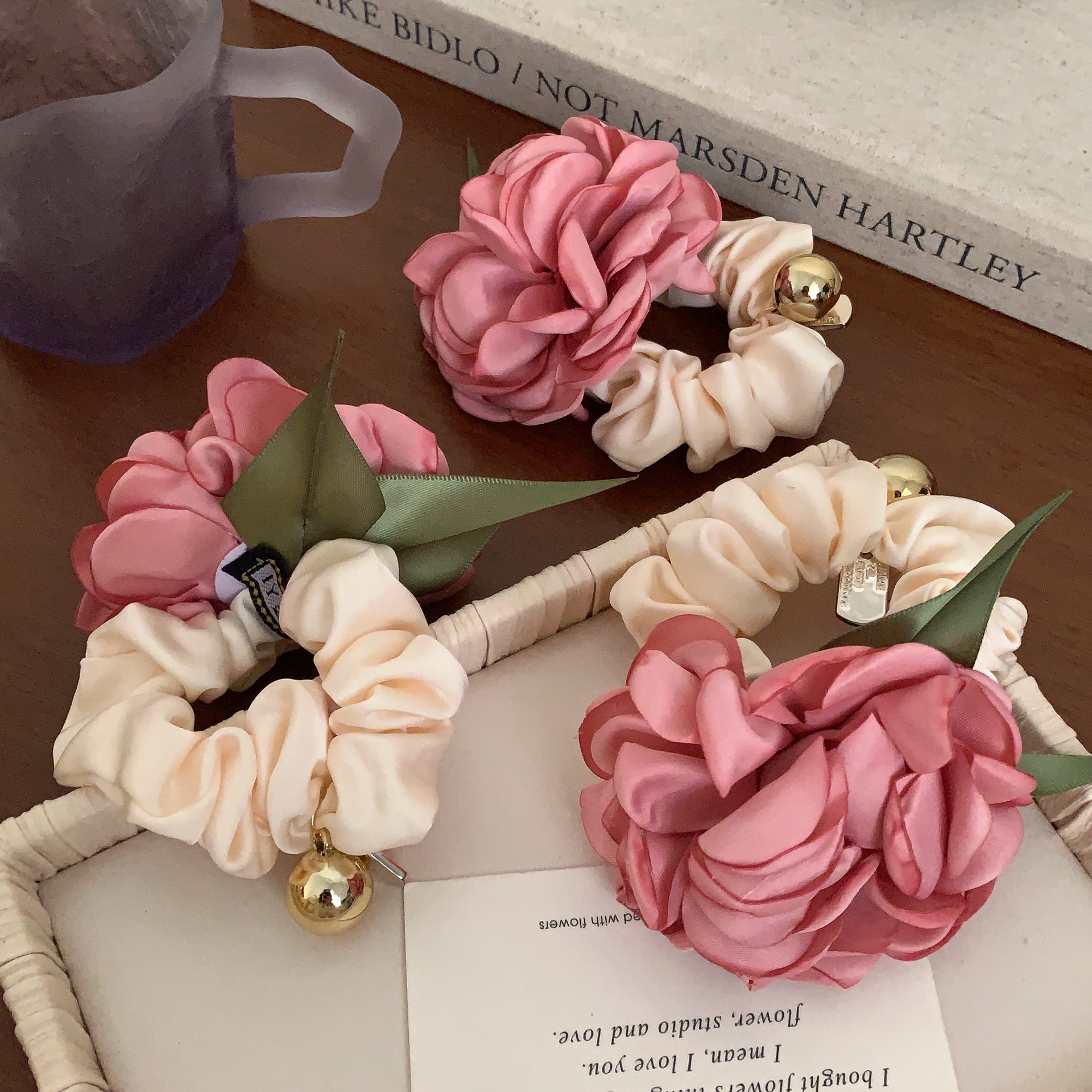 Cloth Material Mountain, Rose, Flower Pattern Elegant Retro Women's Mountain Rose Flower Cloth Hair Tie