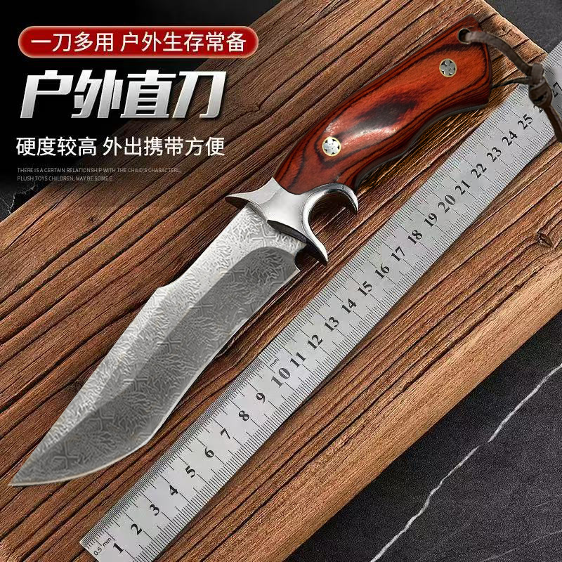 多功能新款大马士革纹破将三代破纹粉末钢M390钢刀户外家用直刀