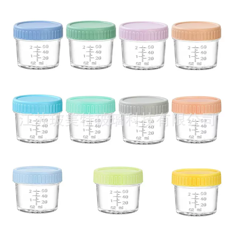 亚马逊带刻度4oz儿童辅食瓶果酱瓶彩盖120ml梅森密封玻璃罐