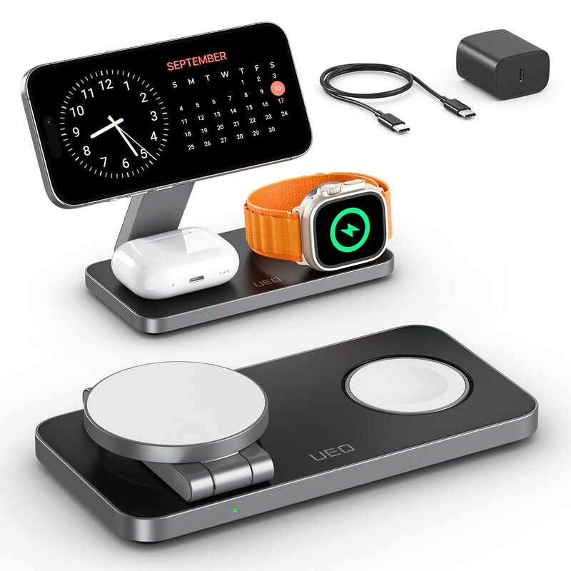 Cross-border new desktop magnetic three-in-one wireless charger mobile phone watch headset three-in-one charger
