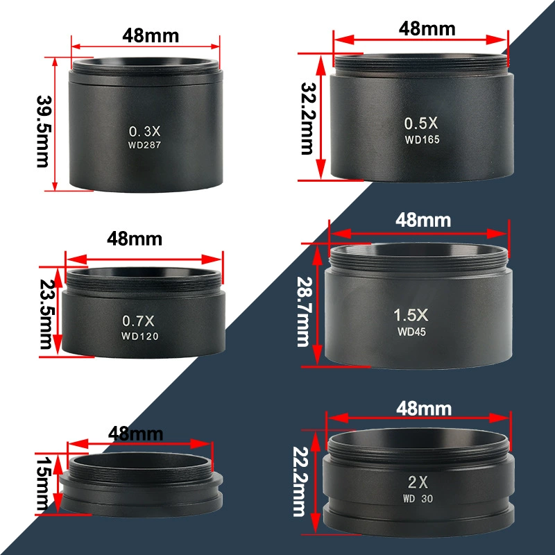 Оптовый Вспомогательный объектив стереомикроскопа Объектив микроскопа SZM 0,3X 0,5X 0,7X 2X 1X объектив