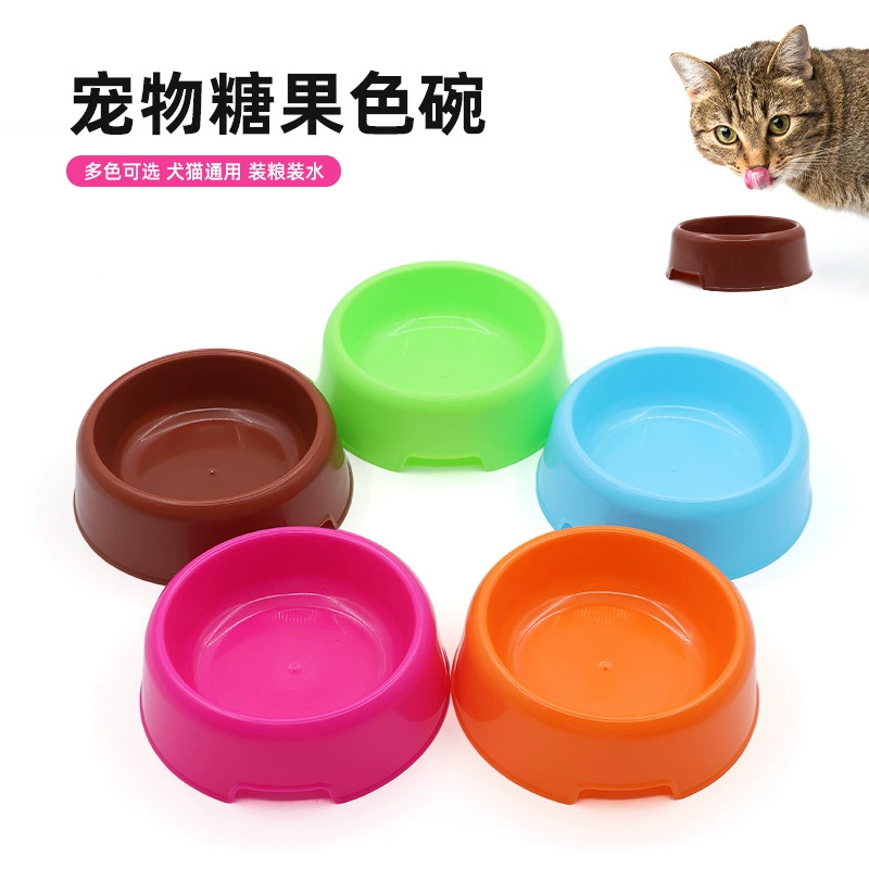Пластиковая миска для домашних животных конфеты цвет собачья миска круглая миска миска для кошек миска для еды для домашних животных реклама