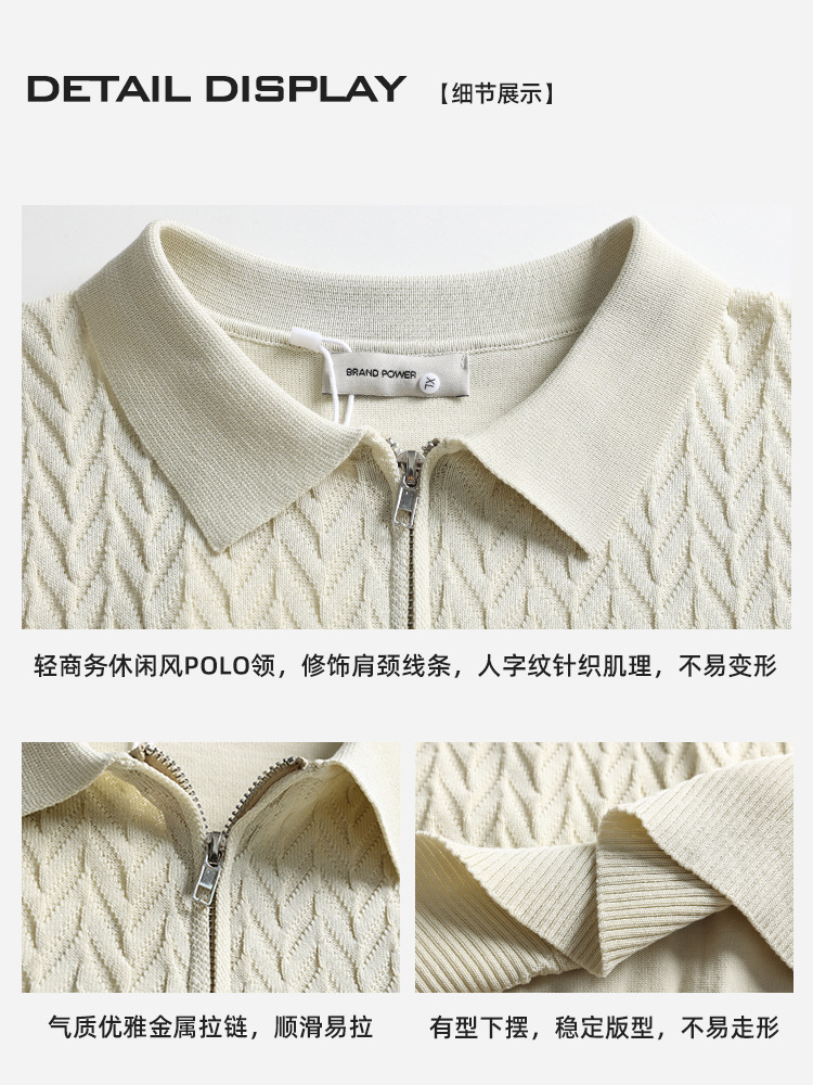 Verano texturizado hombre jersey polo de manga corta collar europeo y americano de negocios casual camiseta universal chaqueta de hombre