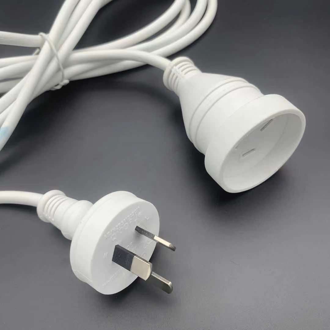 供应澳大利亚电源线，三扁插澳标公母式延长线