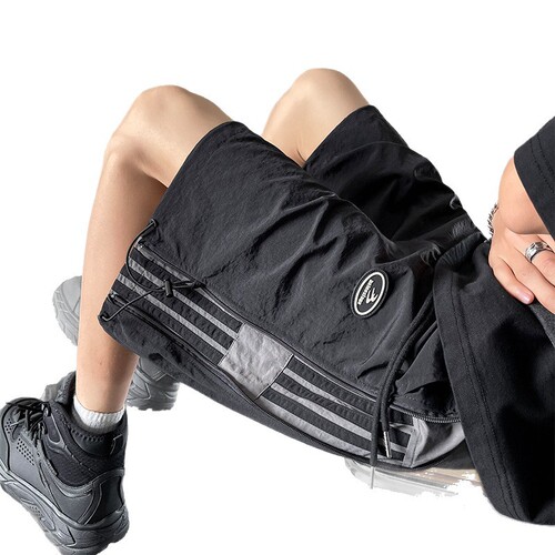 Quick-dry striped shorts, men's summer thin 2025 new loose straight casual work work sports pants