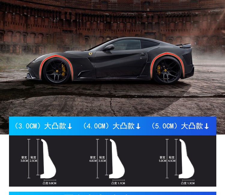 Universal Wide Body Car Wheel Arch Anti-Collision Strip Modification Wide Fender Wheel Arch Sticker Anti-Scratch Strip Wholesale