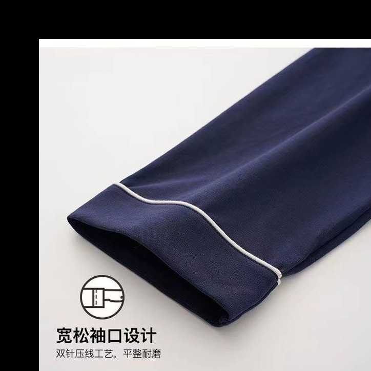 Primavera y otoño de los hombres 100% algodón pijamas juventud casual desgaste traje más tamaño manga larga se puede usar fuera