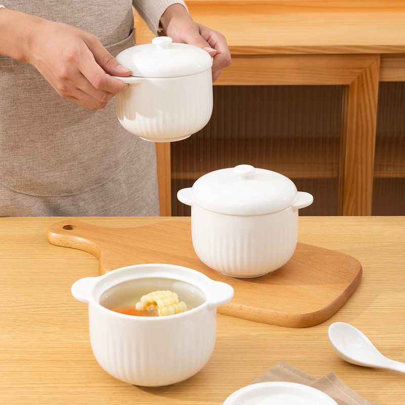 松華磁器シチューポット、蓋付き耐水シチューポット、スープ、ツバメの巣、魚のゼリー、陶器シチューポット、蒸し卵ボウル、蒸しカップ、小さなスープカップ|undefined