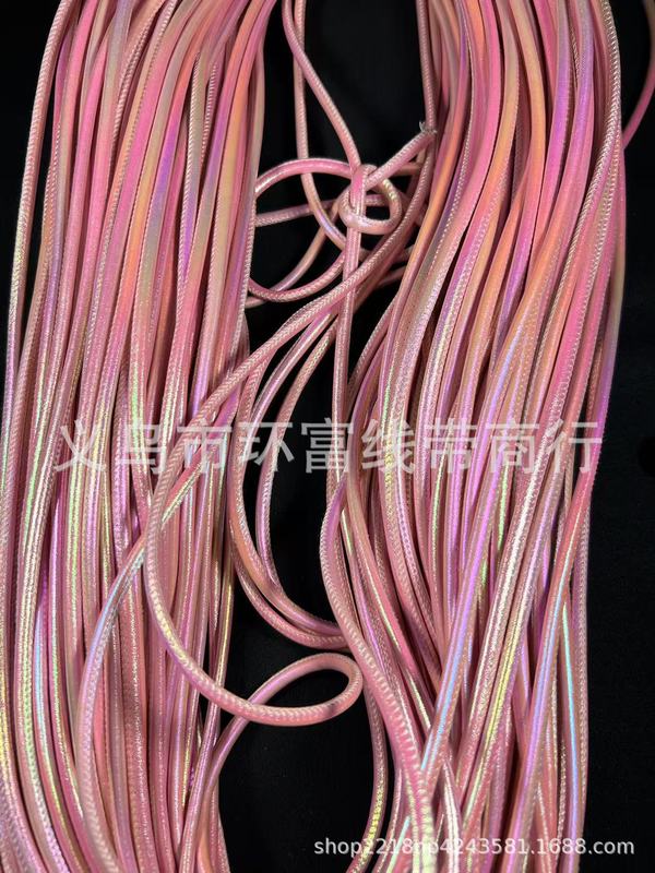 工場直販のカラフルなパール光沢のあるPU芯入り丸紐、ジュエリーアクセサリー、ベルトストラップ、4MMキャンディーカラー|undefined