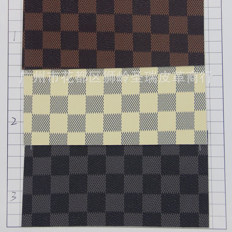 新款印刷图案人造革 PVC箱包手袋皮革 五子格SR-8367