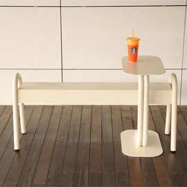 简约韩国户外休闲长凳公园长椅奶茶咖啡店外摆铁艺商场休闲长条凳