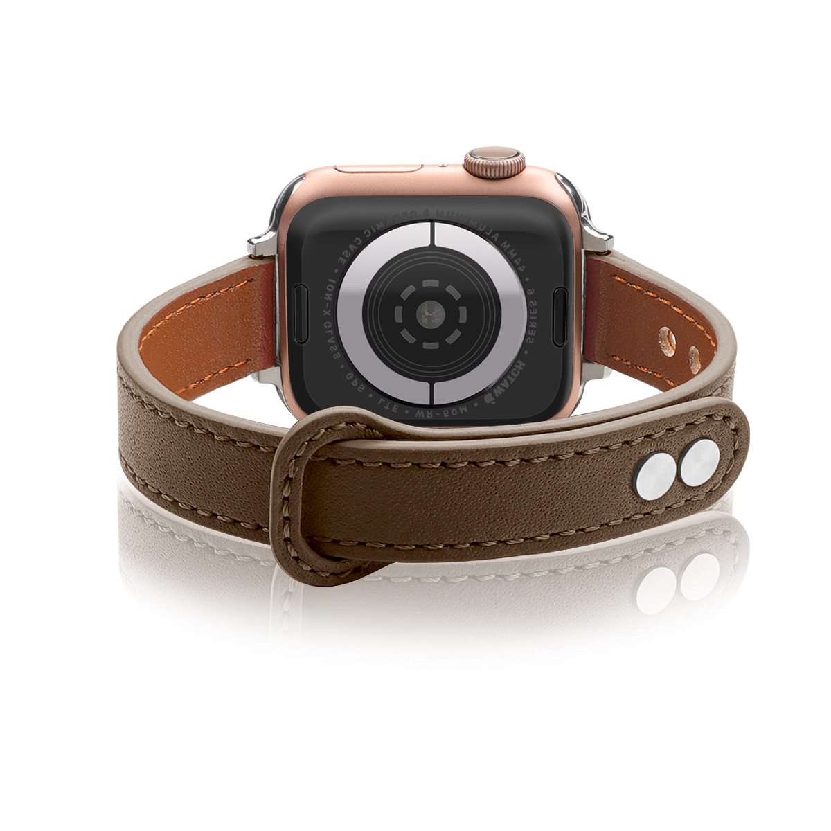 Adecuado para la correa de reloj Apple ultra-fino doble clavo color a juego cuero real pequeña cintura applewatch98 Correa al por mayor