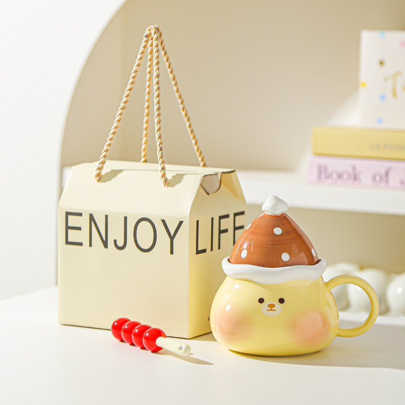 Creativo lindo caramelo haws dibujos animados cerdito cachorro taza cerámica taza con tapa regalo taza de agua taza de pareja