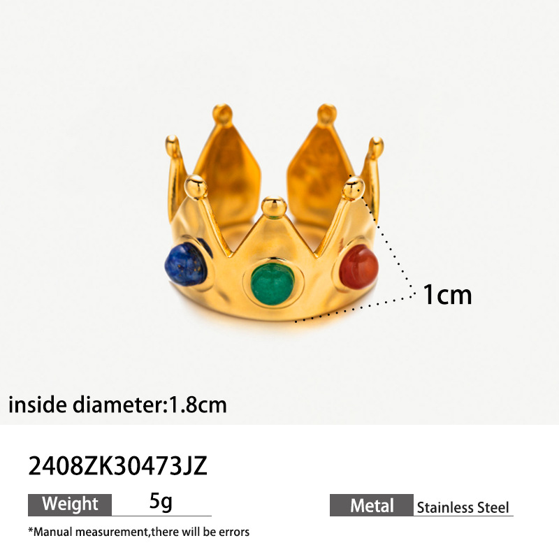 Anillo de corona de acero inoxidable TINA piedra natural femenina diseño de moda nicho anillos de joyería de acero de titanio superpuestos