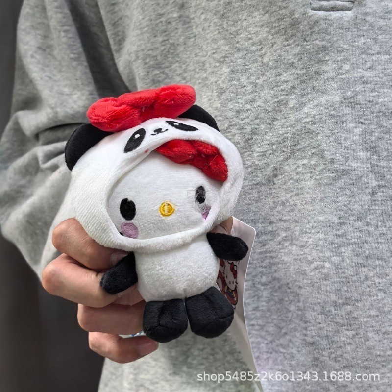 黑色草帽kitty帽宝宝挂件爱心扣公仔玩偶可爱赫本风挂饰钥匙扣|undefined
